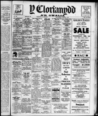 cover page of Y Clorianydd published on February 2, 1955