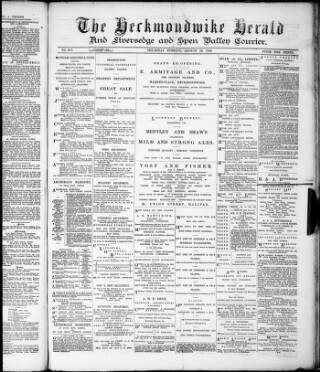 cover page of Heckmondwike Herald published on August 29, 1889