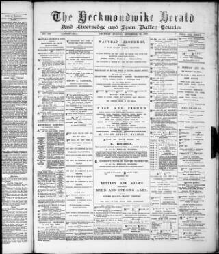 cover page of Heckmondwike Herald published on September 26, 1889