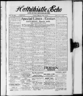 cover page of Haltwhistle Echo published on March 19, 1915