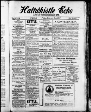 cover page of Haltwhistle Echo published on February 2, 1917