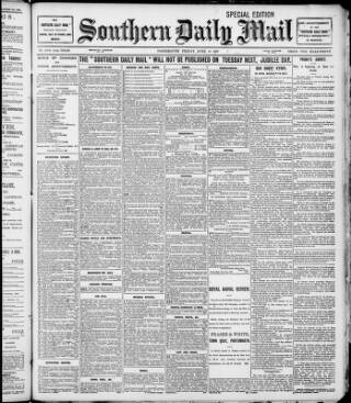 cover page of Southern Daily Mail published on June 18, 1897