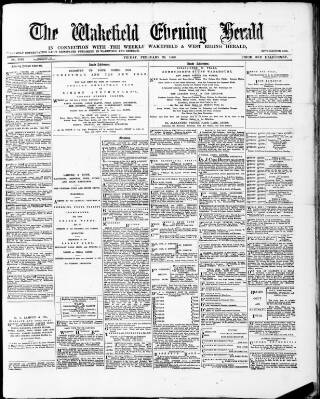cover page of Wakefield Evening Herald published on February 22, 1889