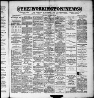 cover page of Workington News and West Cumberland Advertiser published on September 28, 1889