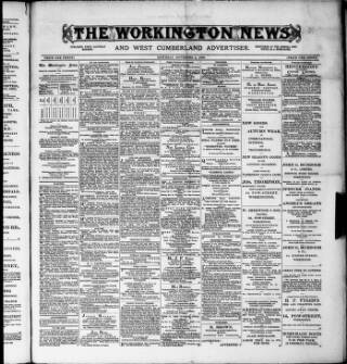 cover page of Workington News and West Cumberland Advertiser published on November 2, 1889