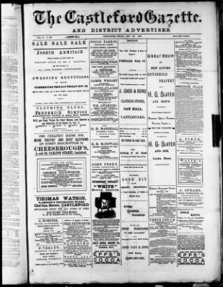 cover page of Castleford Gazette published on November 22, 1889