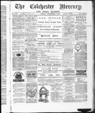 cover page of Colchester Mercury and North Essex Express published on September 6, 1889
