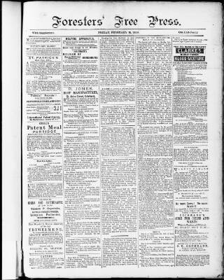 cover page of Forester's Free Press published on February 15, 1889