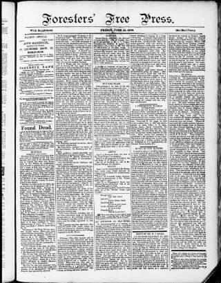 cover page of Forester's Free Press published on June 14, 1889