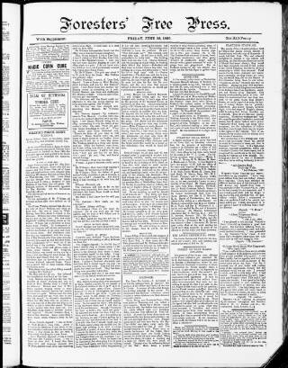 cover page of Forester's Free Press published on June 28, 1889