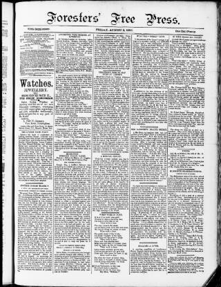 cover page of Forester's Free Press published on August 2, 1889
