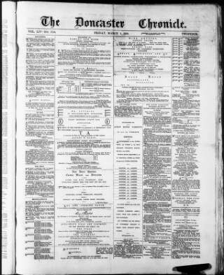 cover page of Doncaster Chronicle published on March 8, 1889