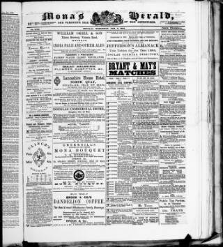 cover page of Mona's Herald published on February 6, 1884
