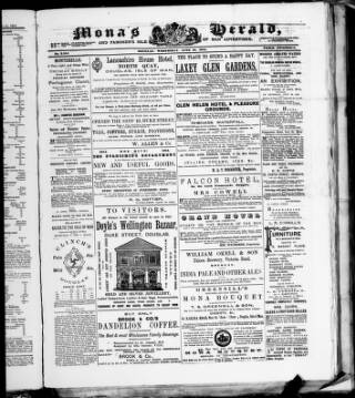 cover page of Mona's Herald published on June 18, 1884