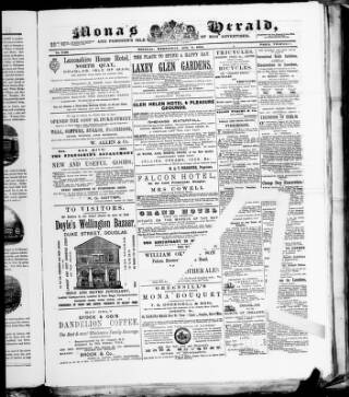 cover page of Mona's Herald published on August 6, 1884
