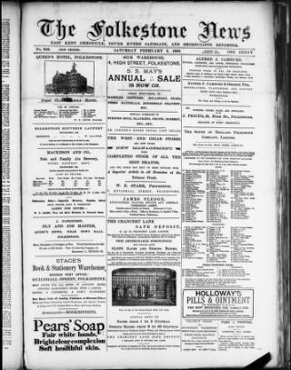 cover page of Folkestone News & East Kent Chronicle published on February 2, 1889