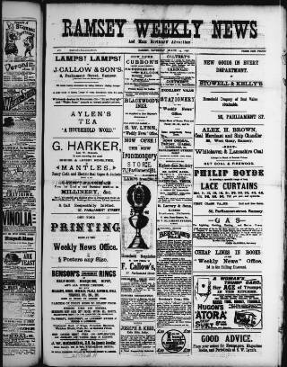 cover page of Ramsey Weekly News published on March 19, 1898