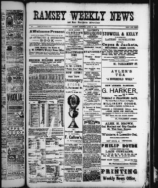 cover page of Ramsey Weekly News published on June 18, 1898