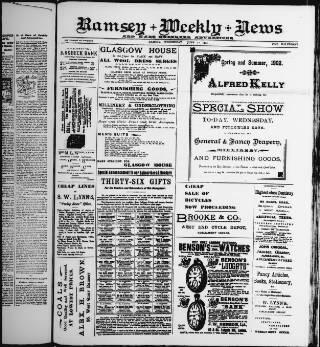 cover page of Ramsey Weekly News published on June 18, 1902
