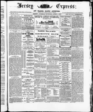 cover page of Jersey Express and Channel Islands Advertiser published on April 5, 1887