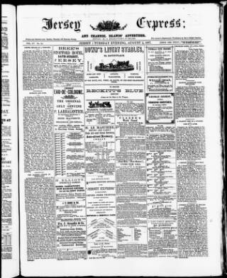cover page of Jersey Express and Channel Islands Advertiser published on August 2, 1887