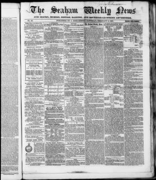 cover page of Seaham Weekly News published on February 2, 1861