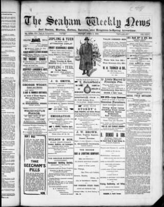 cover page of Seaham Weekly News published on April 4, 1913