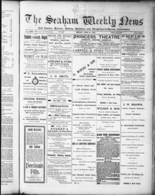 cover page of Seaham Weekly News published on June 18, 1915