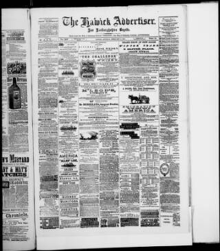 cover page of Hawick Advertiser and Roxburghshire Gazette published on February 2, 1884