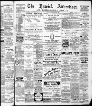 cover page of Hawick Advertiser and Roxburghshire Gazette published on June 28, 1890