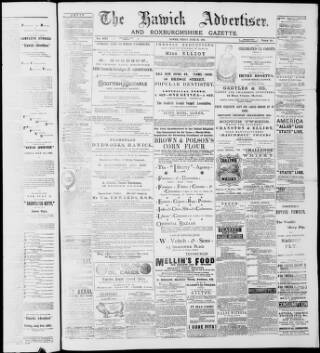 cover page of Hawick Advertiser and Roxburghshire Gazette published on June 26, 1891