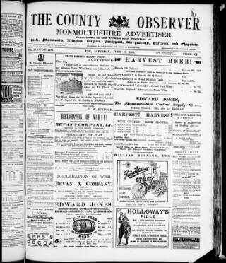 cover page of Usk Observer published on June 18, 1898