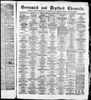 cover page of Greenwich and Deptford Chronicle published on June 18, 1870