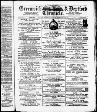 cover page of Greenwich and Deptford Chronicle published on June 18, 1881