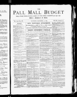 cover page of Pall Mall Budget published on September 17, 1870