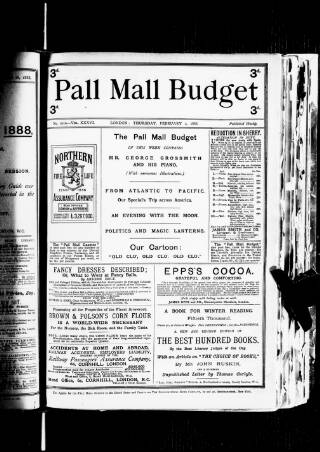 cover page of Pall Mall Budget published on February 2, 1888