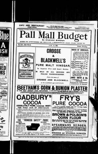 cover page of Pall Mall Budget published on June 18, 1891