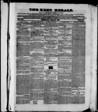 cover page of Kent Herald published on June 18, 1829