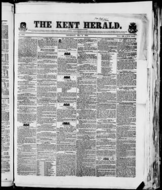 cover page of Kent Herald published on May 4, 1854