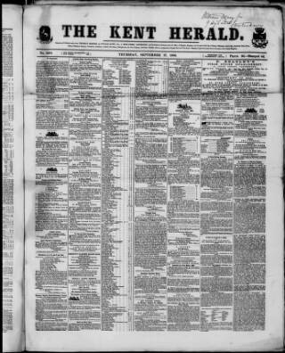 cover page of Kent Herald published on September 17, 1863