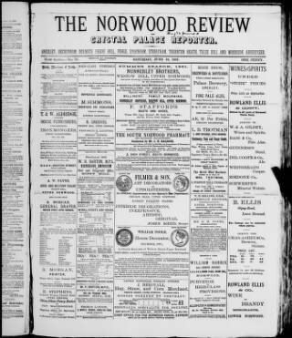 cover page of Norwood Review and Crystal Palace Reporter published on June 18, 1881