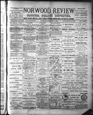 cover page of Norwood Review and Crystal Palace Reporter published on February 2, 1895
