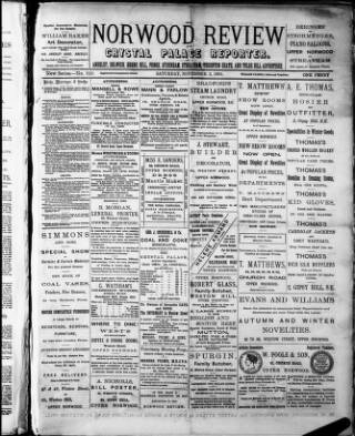 cover page of Norwood Review and Crystal Palace Reporter published on November 2, 1895