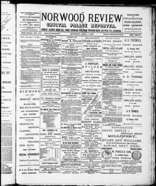 cover page of Norwood Review and Crystal Palace Reporter published on April 4, 1896