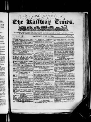cover page of Railway Times published on June 18, 1859