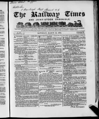 cover page of Railway Times published on March 19, 1864