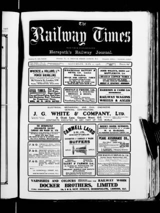 cover page of Railway Times published on May 2, 1908