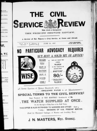 cover page of Prisons' Service Review published on June 15, 1897