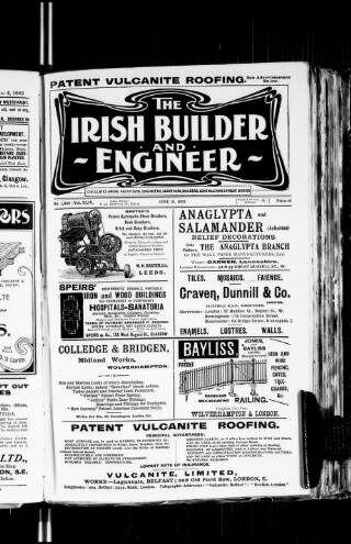 cover page of Dublin Builder published on June 18, 1903