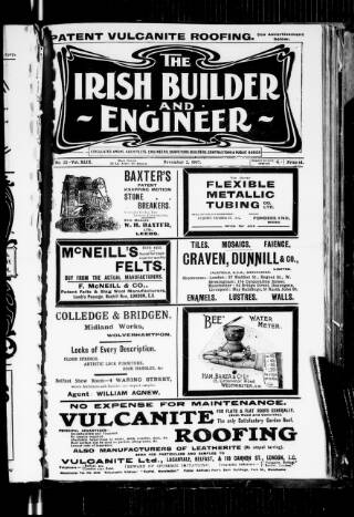 cover page of The Dublin Builder published on November 2, 1907